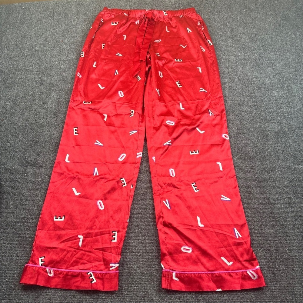 VICTORIA’S SECRET Women’s Satin Like Pajama Pants Red “Love” Size: Small